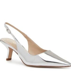 Sam Edelman Shiny Silver Slingback Heels